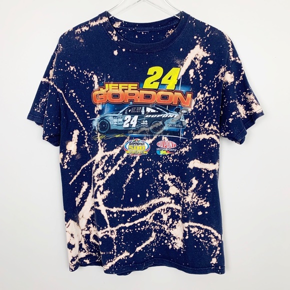 Tops - NASCAR Bleached Jeff Gordon Graphic Tee L 24 Blue